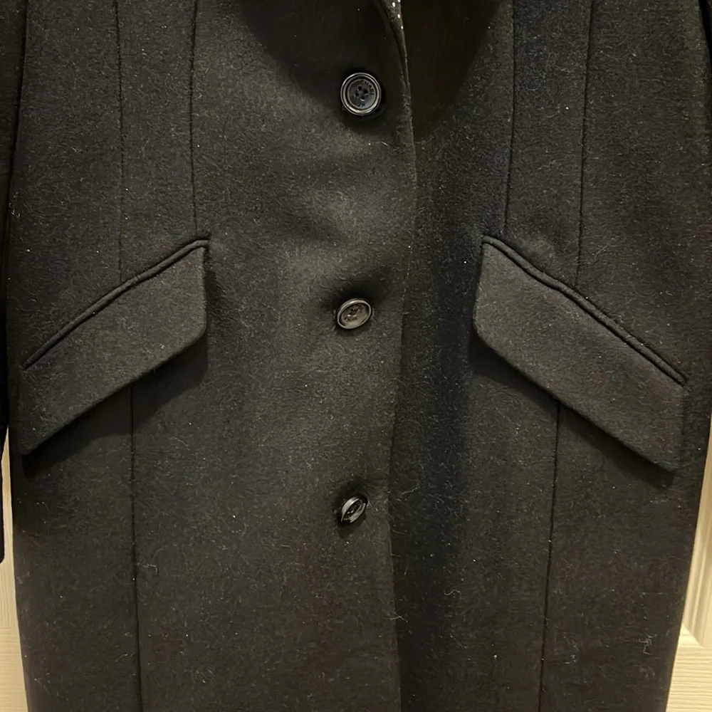 MICHAEL Michael Kors Black Studded Lapel Wool Elegant Coat